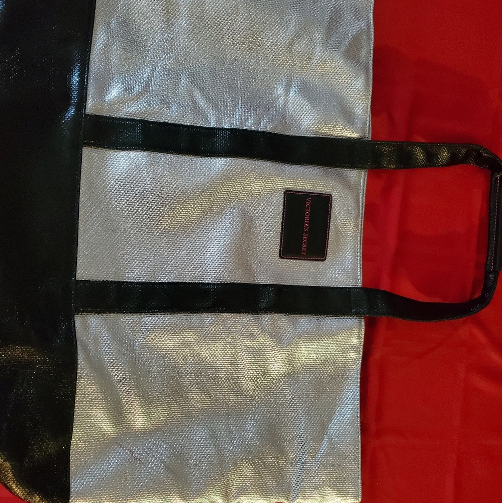Victoria's secret silver black large tote used